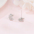 wholesale 925 Sterling Silver Elegant Zircon-studded Leaf-shaped Silver Earrings-0-1