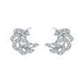 wholesale 925 Sterling Silver Elegant Zircon-studded Leaf-shaped Silver Earrings-0-4
