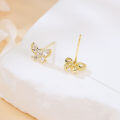 wholesale 925 Sterling Silver Elegant Butterfly Zircon Earrings With Golden Accents-0-4