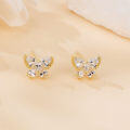 wholesale 925 Sterling Silver Elegant Butterfly Zircon Earrings With Golden Accents-0-3
