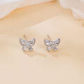 wholesale 925 Sterling Silver Elegant Butterfly Zircon Earrings With Sparkling Gemstone Accents-0-3