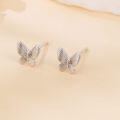 wholesale 925 Sterling Silver Classic Silver Butterfly Stud Earrings With Intricate Wing Details-0-4