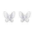 wholesale 925 Sterling Silver Classic Silver Butterfly Stud Earrings With Intricate Wing Details-0-0