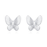 wholesale 925 Sterling Silver Classic Silver Butterfly Stud Earrings With Intricate Wing Details-