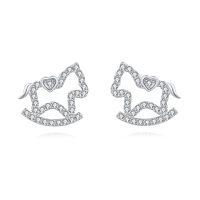 wholesale 925 Sterling Silver Elegant Heart-shaped Zircon Earrings For Special Occasions-