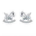 wholesale 925 Sterling Silver **zircon Unicorn Rocking Horse Earrings In Sterling Silver**-0-0