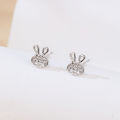 wholesale 925 Sterling Silver **fashionable Rabbit Design Zircon-studded Silver Earrings**-0-4