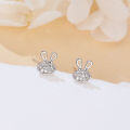 wholesale 925 Sterling Silver **fashionable Rabbit Design Zircon-studded Silver Earrings**-0-3