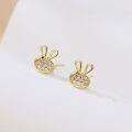 wholesale 925 Sterling Silver Luxury Golden Bunny Earrings With Zircon Accents-0-4