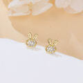 wholesale 925 Sterling Silver Luxury Golden Bunny Earrings With Zircon Accents-0-3