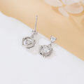 wholesale 925 Sterling Silver Elegant Heart-shaped Zircon Earrings With Halo Setting In Plated with White Gold-0-4