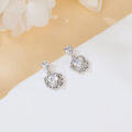 wholesale 925 Sterling Silver Elegant Heart-shaped Zircon Earrings With Halo Setting In Plated with White Gold-0-3