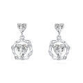 wholesale 925 Sterling Silver Elegant Heart-shaped Zircon Earrings With Halo Setting In Plated with White Gold-0-0
