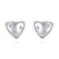wholesale 925 Sterling Silver Elegant Heart-shaped Zircon Stud Earrings With Starburst Design-0-0