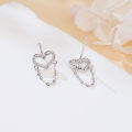 wholesale 925 Sterling Silver Elegant Heart-shaped Zircon Accent Chain Earrings-0-4