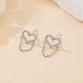 wholesale 925 Sterling Silver Elegant Heart-shaped Zircon Accent Chain Earrings-0-3
