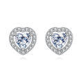 wholesale 925 Sterling Silver Elegant Heart-shaped Zircon Stud Earrings In Sterling Silver-0-0