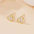 wholesale 925 Sterling Silver Heart-shaped Zircon Gold Stud Earrings-0-1
