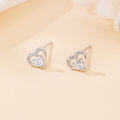 wholesale 925 Sterling Silver Elegant Heart-shaped Zircon Earrings In Plated with White Gold-0-4