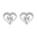 wholesale 925 Sterling Silver Elegant Heart-shaped Zircon Earrings In Plated with White Gold-0-0