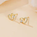 wholesale 925 Sterling Silver Elegant Heart-shaped Zircon Stud Earrings In Gold Plating-0-2