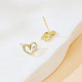 wholesale 925 Sterling Silver Elegant Heart-shaped Zircon Stud Earrings In Gold Plating-0-1