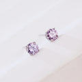 wholesale 925 Sterling Silver Elegant Purple Sapphire Stud Earrings With Four-prong Setting For Everyday Chic-0-4