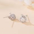wholesale 925 Sterling Silver Elegant Pearl Drop Earrings With Zircon Halo And Bow Accent-0-4