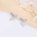 wholesale 925 Sterling Silver Elegant Zircon-encrusted Plated with White Gold Bow Earrings-0-3