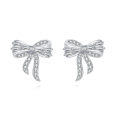 wholesale 925 Sterling Silver Elegant Zircon-encrusted Plated with White Gold Bow Earrings-0-0