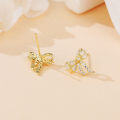 wholesale 925 Sterling Silver Golden Bow Earrings With Zircon Accents: Elegant Luxury For Everyday Elegance-0-4