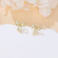 wholesale 925 Sterling Silver Golden Bow Earrings With Zircon Accents: Elegant Luxury For Everyday Elegance-0-3