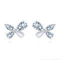 wholesale 925 Sterling Silver Butterfly Zircon Earrings In Platinum Setting-0-0