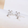 wholesale 925 Sterling Silver Elegant Silver Floral Zircon Drop Earrings-0-4