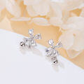 wholesale 925 Sterling Silver Elegant Silver Floral Zircon Drop Earrings-0-3
