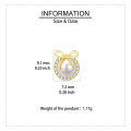 wholesale 925 Sterling Silver Elegant Pearl Earrings With Zircon Accents And Gold Bow Design-0-2