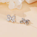 wholesale 925 Sterling Silver Elegant Zircon Bow Earrings With Sparkling Accents-0-3