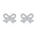 wholesale 925 Sterling Silver Elegant Zircon Bow Earrings With Sparkling Accents-0-0