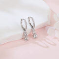 wholesale 925 Sterling Silver Elegant Three-stone Moissanite Drop Hoop Earrings In Plated with White Gold-0-4