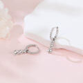 wholesale 925 Sterling Silver Elegant Three-stone Moissanite Drop Hoop Earrings In Plated with White Gold-0-3