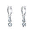 wholesale 925 Sterling Silver Elegant Three-stone Moissanite Drop Hoop Earrings In Plated with White Gold-0-0
