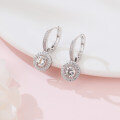 wholesale 925 Sterling Silver Elegant Moissanite Halo Hoop Earrings In Sterling Silver-0-4