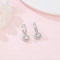 wholesale 925 Sterling Silver Elegant Moissanite Halo Hoop Earrings In Sterling Silver-0-3