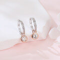 wholesale 925 Sterling Silver Elegant Moissanite Hoop Earrings With Rose Gold Accents-0-4