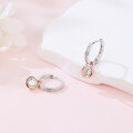 wholesale 925 Sterling Silver Elegant Moissanite Hoop Earrings With Rose Gold Accents-0-3