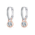 wholesale 925 Sterling Silver Elegant Moissanite Hoop Earrings With Rose Gold Accents-0-0
