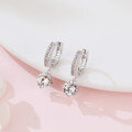wholesale 925 Sterling Silver Elegant Moissanite Hoop Earrings With Heart Accents In Sterling Silver-0-4