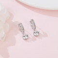 wholesale 925 Sterling Silver Elegant Moissanite Hoop Earrings With Heart Accents In Sterling Silver-0-3