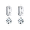 wholesale 925 Sterling Silver Elegant Moissanite Hoop Earrings With Heart Accents In Sterling Silver-0-0