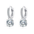 wholesale 925 Sterling Silver Elegant Moissanite Hoop Earrings With Suspended Solitaire In Sterling Silver-0-0